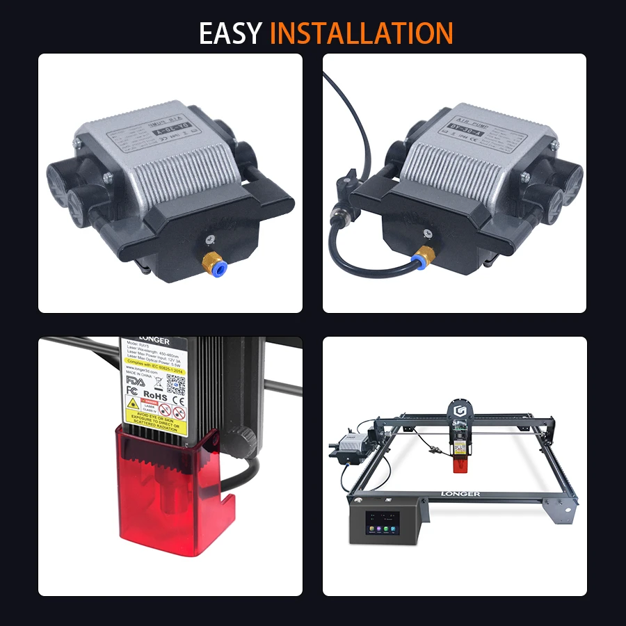 Longer 3d Laser Air Assist Pump Kit For Laser Cutter Engraving Machine