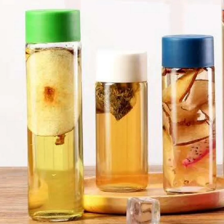 New Custom 250 Ml 500 Ml 800 Ml Wide Mouth Wholesale Bottles Voss Cylinder Glass Water Bottle With Cover