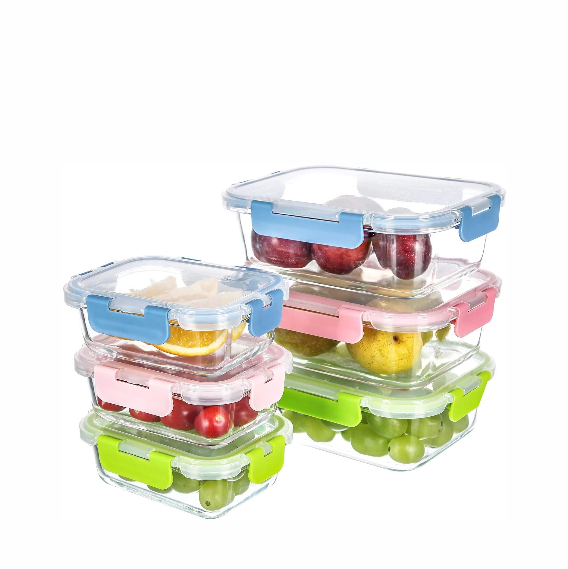 Easy clean glass lunch box food contianer adult glass lunch box microwave with wooden lid