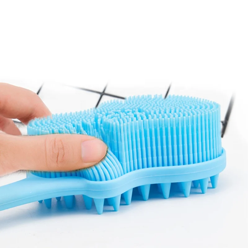 Two Sides Bath Silicone Shower Brush Set Shower Cleaner Brush Long Handle Shower Brush