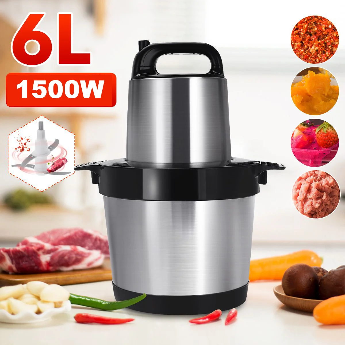 Professional Vegetable chopper 6L High Quality Vegetable And Meat Grinder Electric Food Processor Chopper vegetab 6L Meat Mincer