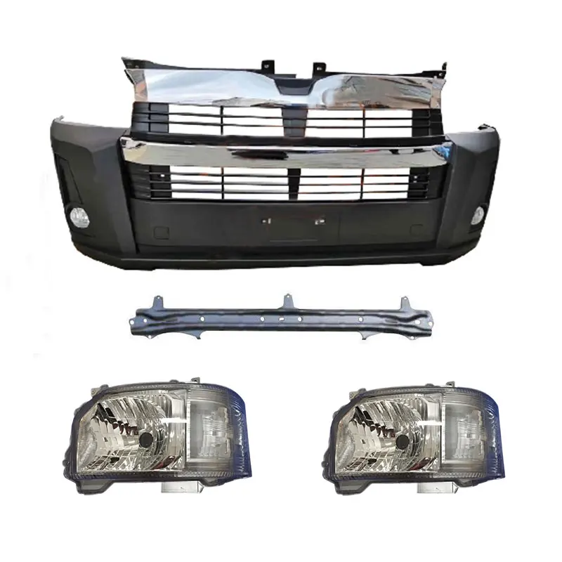 
With 2pcs Led Headlight Car Front Bumper Modified Facelift Conversion Bodykit Body Kit for Toyota Hiace 2006 Upgrade To 2016 
