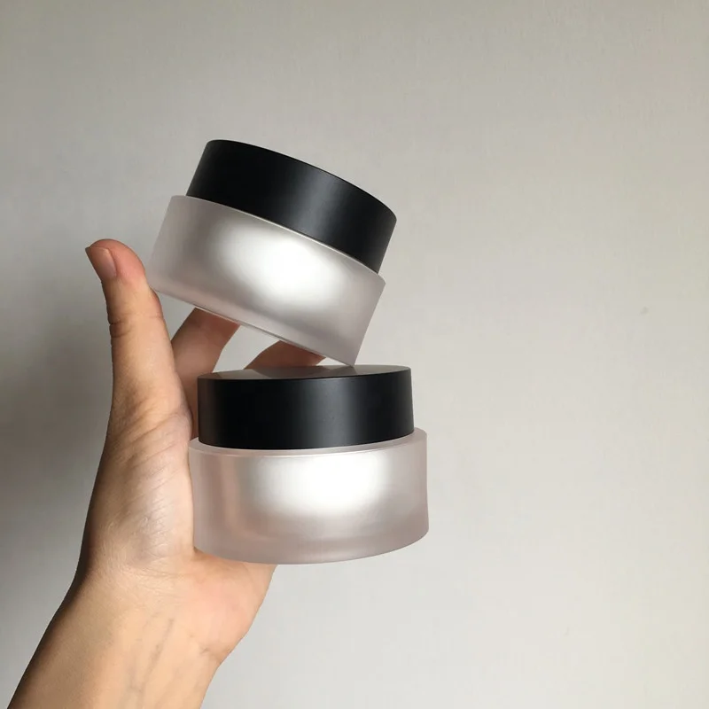 cosmetic packing 50ml 60ml matte frosted cream jar matte black 2oz acrylic double wall plastic jar for skin care