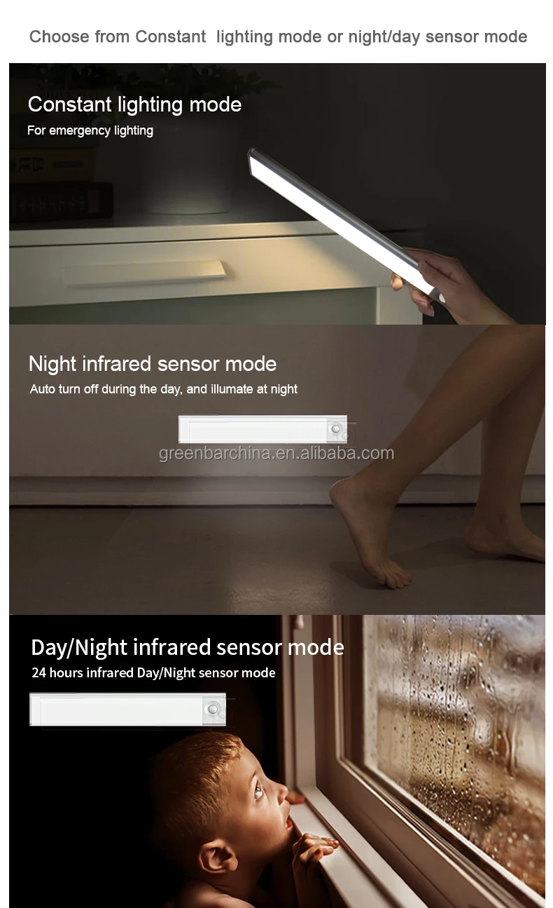 Human Body Sensor Light Indoor LED Pole Light Rechargeable Cabinet Light  White Ultra-Thin Design  No Wiring Required