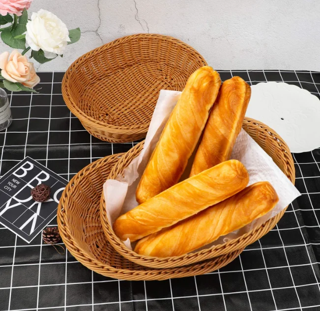 Wholesale African Vegetable Woven Gift Fruit Picnic Storage Plastic Rattan Bakery Basket