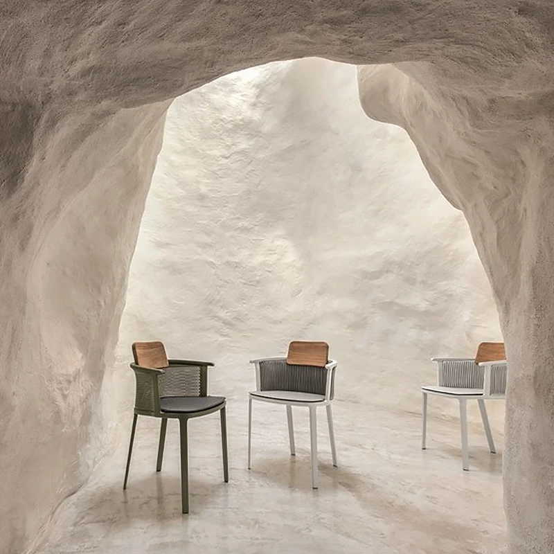 Factory Sales Garden Patio Chairs Armchair Hotel Dining Furniture Wood Rope Woven Chair