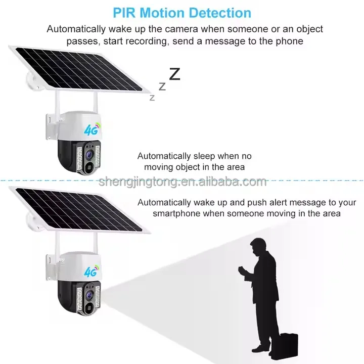 OEM 4MP V380 Pro Solar Battery Powered Outdoor Security Camera 10x Optical Zoom Night Vision IP CCTV 4G Sim Card Wireless PTZ IP