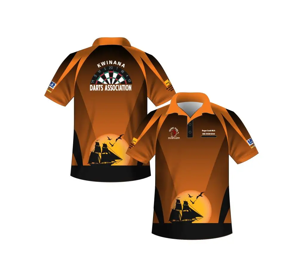 Free sample custom Optional Chest Pocket  darts jersey Polo, Round or V-Neck Dart shirts