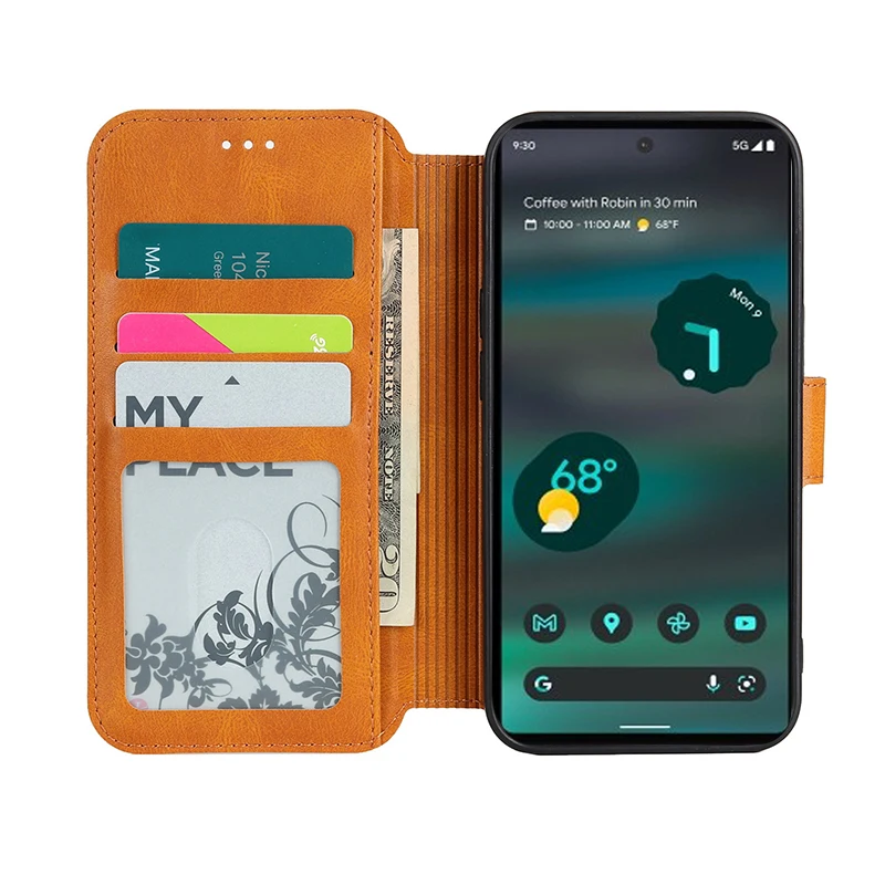 Leather Wallet Phone Case For Google Pixel 7 Pro 6a 5a 4 3a XL Classic Magnetic Flip Book Cover