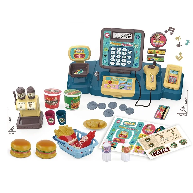 Shopping supermarket electronic cashier toys kids pretend play toy cash register with music