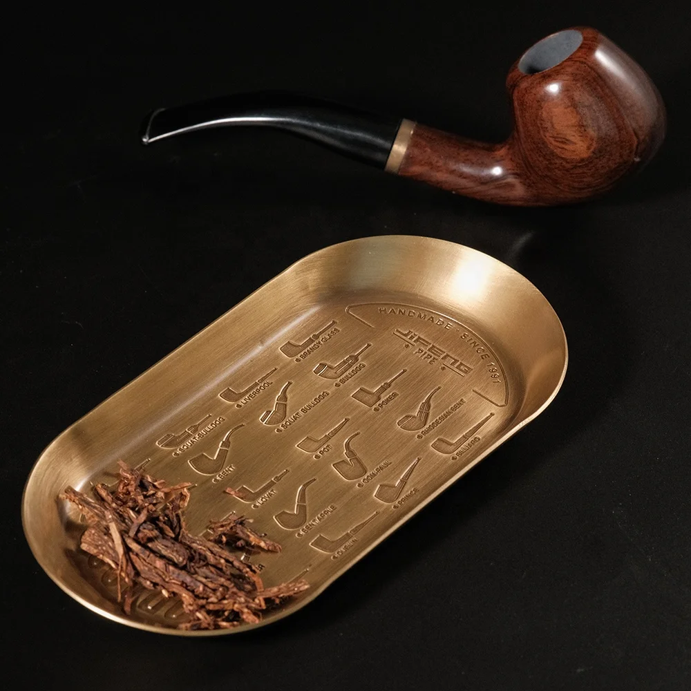 JIFENG JF-104 vintage style brass metal tray for cigar or tobacco pipe design cigarette smoking ash tray accessories