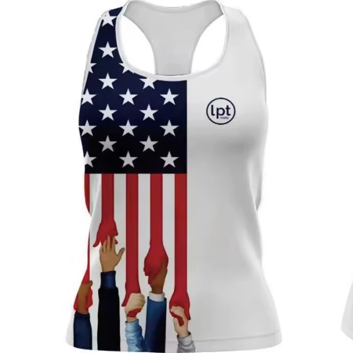 Racerback Custom Sublimation Tank Top for women American Flag Design for 4th July