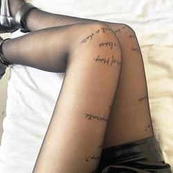 Sexy women letter black tights fashion print pantyhose / tights