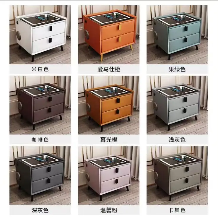 Современная минималистская интеллектуальная умная прикроватная тумбочка с двумя выдвижными беспроводными зарядками, трехцветная светлая USB-колонка с Bluetooth