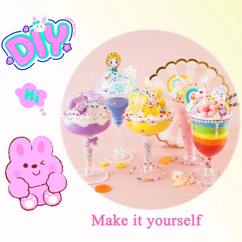 JinYing Multi Color PVC Bag Lovely Dewsert Girl Beauty Products Hairclip DIY Cream Glue Toys for Kids