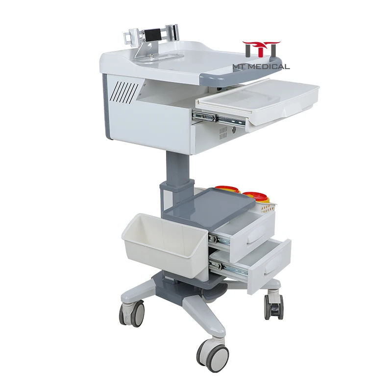 MT Medical Hospital Trolley with Modern Design Movable Tablet and Monitor Cart-Made of Plastic