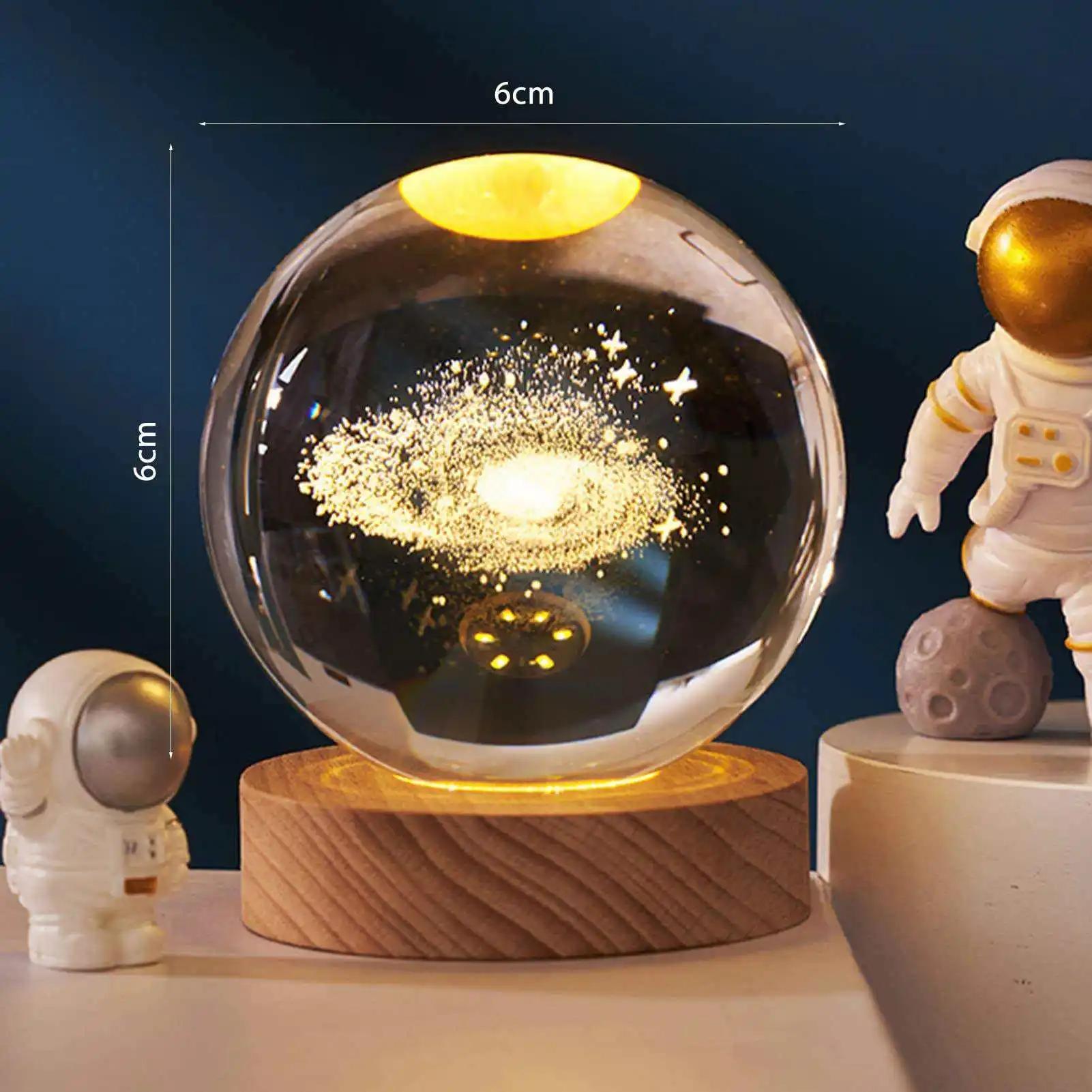 Desktop Decor 3d Art Crystal Ball Night Lamp Luminous Crystal Ball Decoration Solar System Led Night Lights