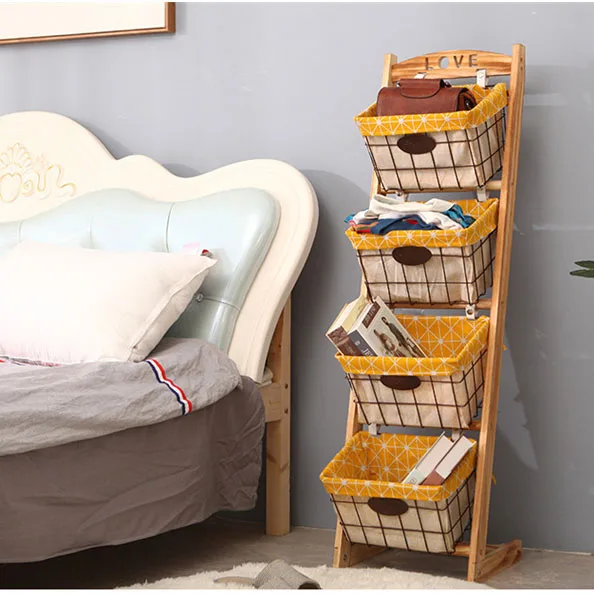 Children Brochure Holder Metal Display Rack Mini Corner Wooden School Kid Toy Book Shelf