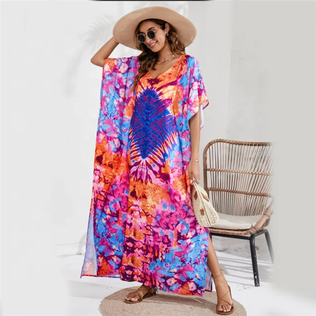 2024 Summer Latest 38 Patterns Design Tie DYE Pareo Beach Cover Up Dress Fashion Sarong Bikini Swimwear For Women Support OEM