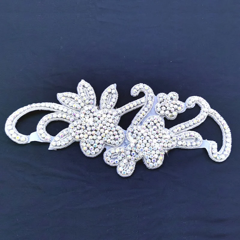 S616 gold bridal applique bodice rhinestone applique rhinestone trim crystal