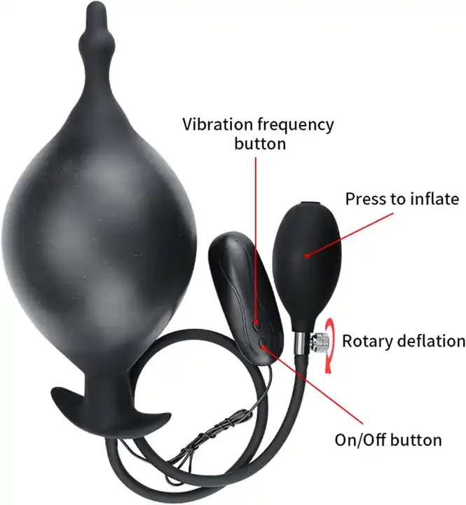 Anal Plug Inflatable Vibrators 12 Modes Vibrator Silicone Plug 2 in 1 Inflatable Vagina Butt Dilator BDSM Sex Toys for Men