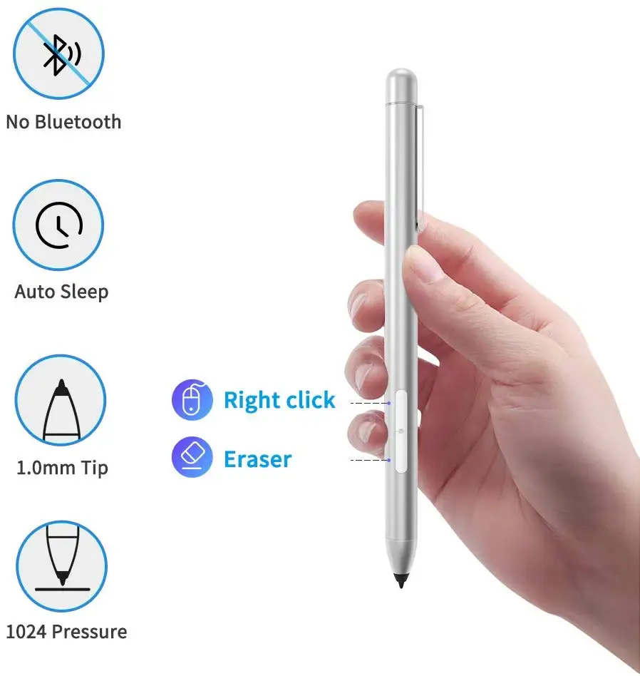 Surface Pen,Surface Stylus Pen 1024 Levels Pressure Sensitivity Aluminum Body Microsoft Surface Pro 2017,Surface Pro 5,