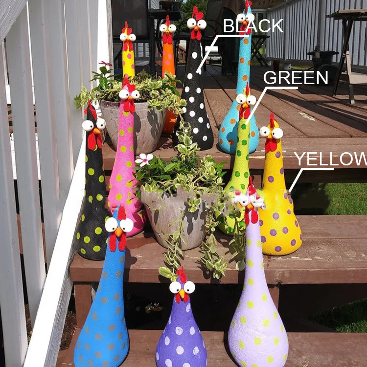  Garden Decoration Big Eye Sling Resin Chicken Figurines For