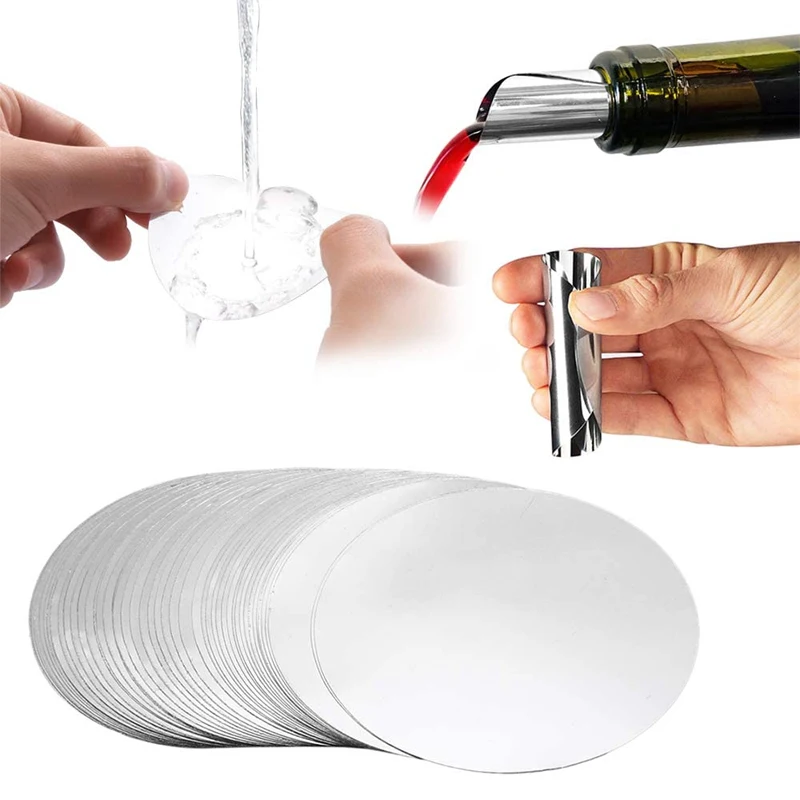 Aluminum Red Wine Pourer Disc Slice Flexible Drip Stop Pour Spouts Pour Wine Whisky Foil Silver Drop Pouring Disks