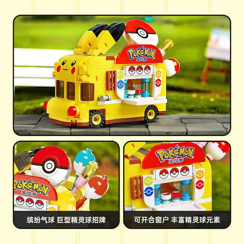 PikachuuPokemoon Car Building Blocks Bricks Sets Classic Model Toy city street view building  car for kids Children plastic toys