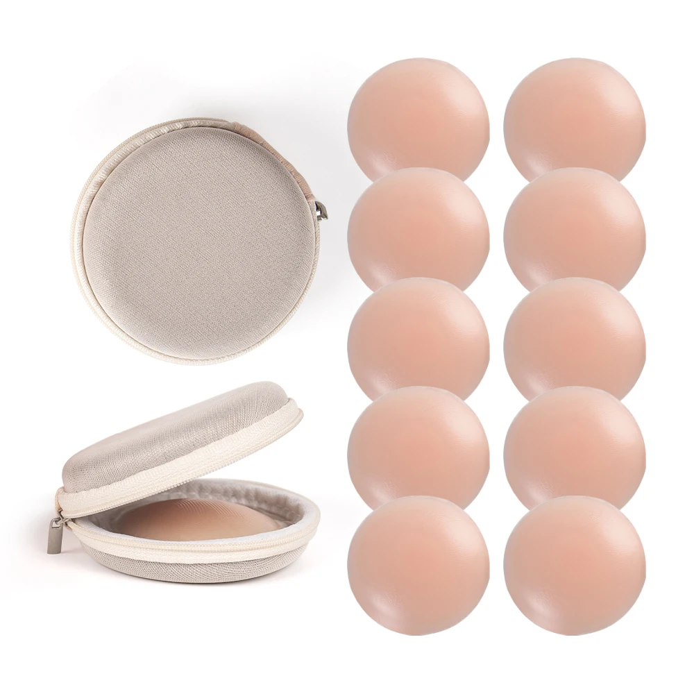 Small Size Invisible Seamless Sticky 3 Pairs Reusable Silicone Nipple Cover With Travel Case