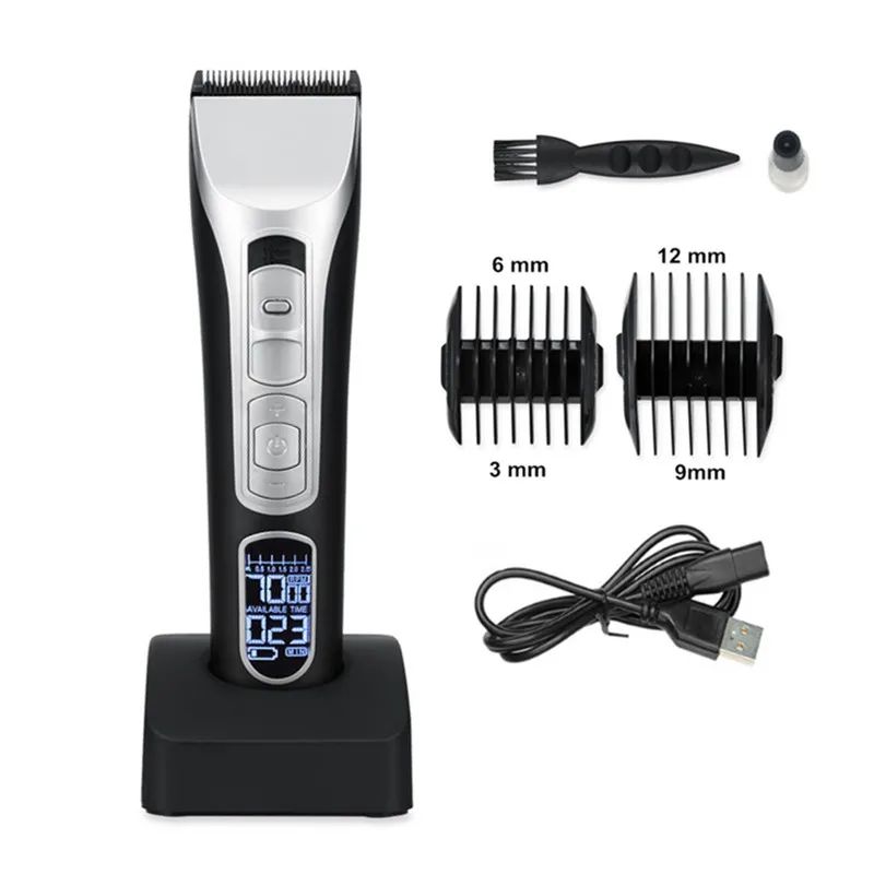 Professional LCD Hair Clipper Salon barber supplies shop equipment hair cutter electric private label trimmer men USB charger
