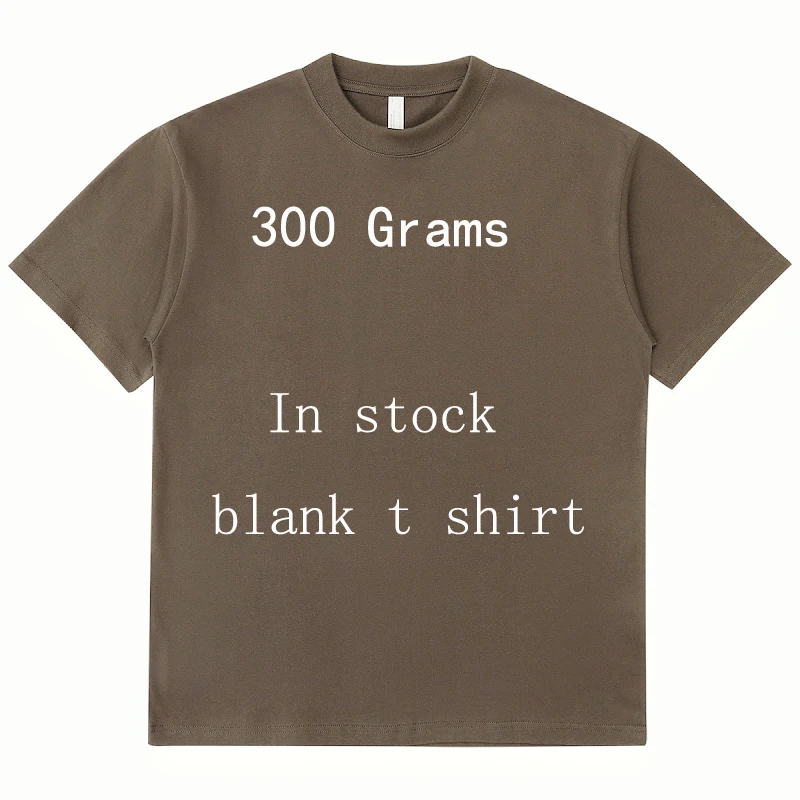Stock Custom Print 300 Gsm Brushed Loose Cotton Blank Heavy Weight Oversized T Shirt For Printing