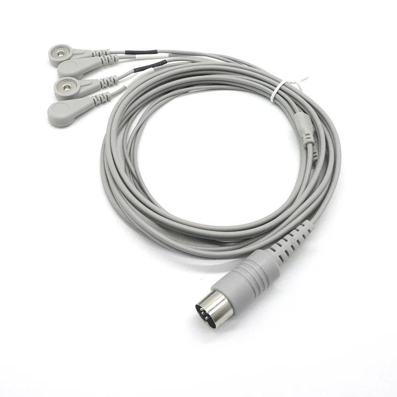 High Quality ECG Electrodes Shielding Machine Cables 4 Lead ECG Female Snap to 5P DIN Plug Portable Cable for  Medical Devices