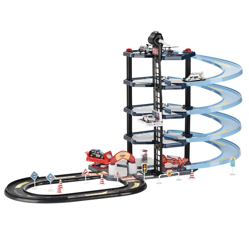 Kids educational DIY five floors parking toys garage track car parking lot building toys