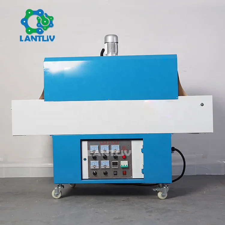 Thermal Film Wrapping Tunnel Chain Portable Far Infrared Quartz Tube Heating Small Vertical Type PVC POF Film Shrink Machine