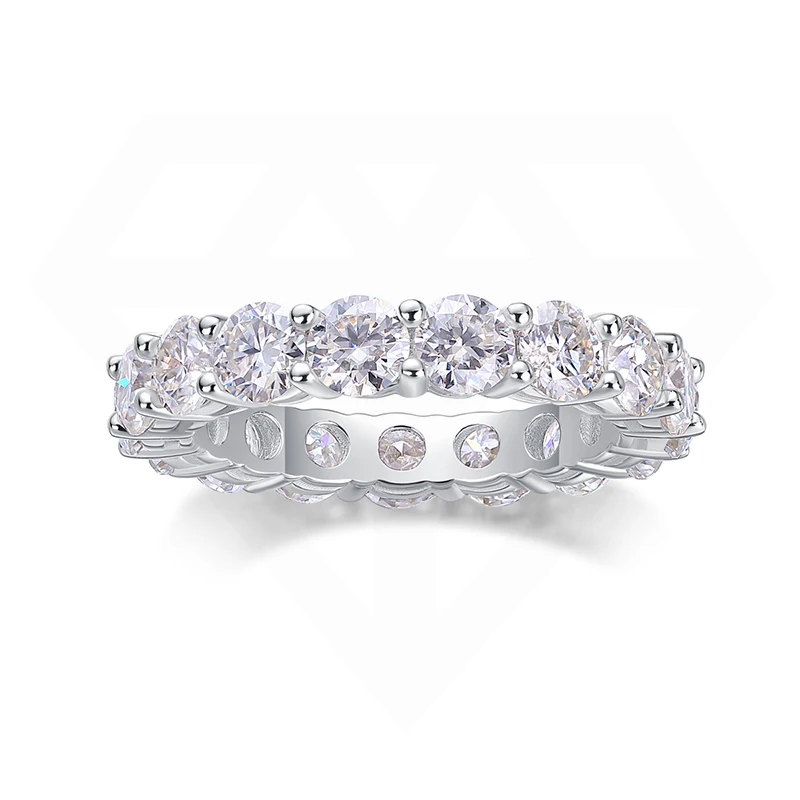 925 Silver Eternity Ring Silver Jewelry Iced Out Hip Hop Tennis Ring  Round moissanite Diamond Ring