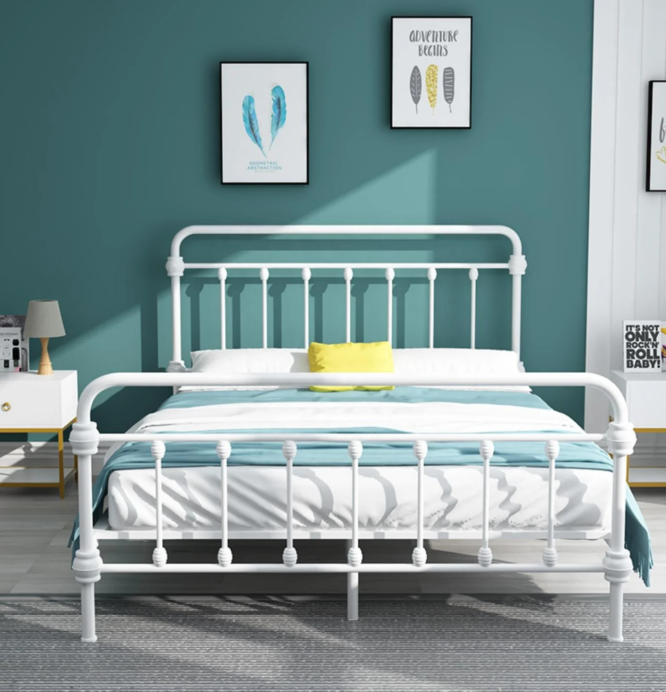 Europe style classical design bedroom  furniture black iron sheet single bed