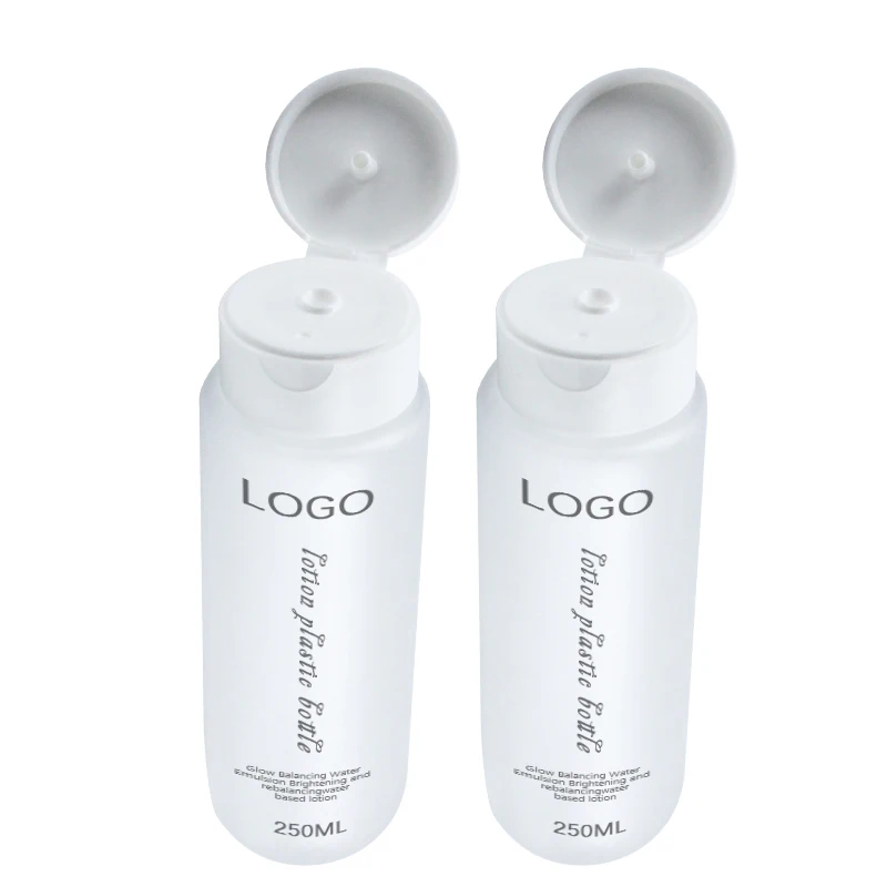 plastic body lotion packaging bottle 250ml  transparent frosted container toner plastic bottle