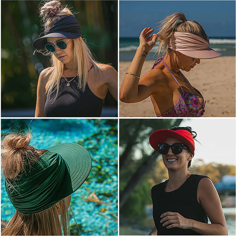 Summer Women Men Sun Hat Candy Color Empty Top Soft Breathable Sunscreen Hat Visor Caps Bicycle Sunshade Hats