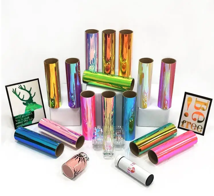 High Quality Rainbow Holographic Adhesive Weed Craft Vinyl DIY Decoration Sticker Design