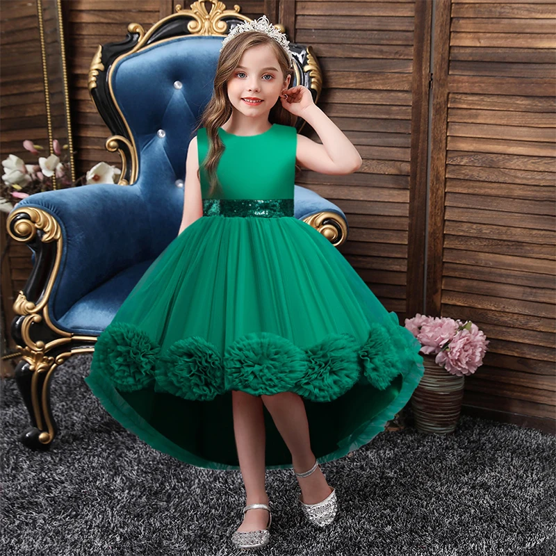 Boutique Wholesale floral wedding birthday party ball gown cotton summer baby girl dress