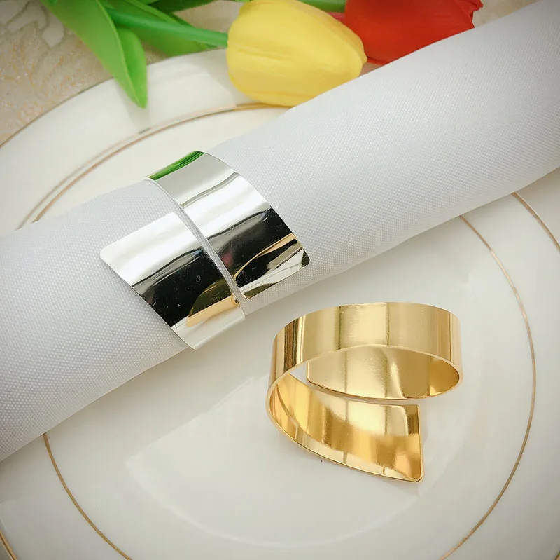 Wholesale Cheap Napkin Rings Silver Round Napkin Ring Holder Stainless Steel Mirrored Metal Napkin Rings HWM07