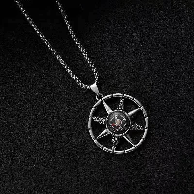 Retro All-match Fashion Dangle Necklaces Triangular-eye  Maple Leaf Feather Scooter Skull Compass Eagle Pendant Drop Necklace