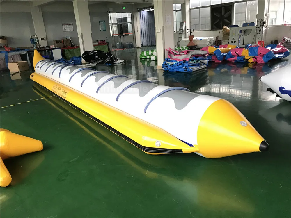 Double Banana Boat 10 seaters 2023 Water Fun Park 14 people Two Lane Inflatable sea Banana Boat for hot Summer