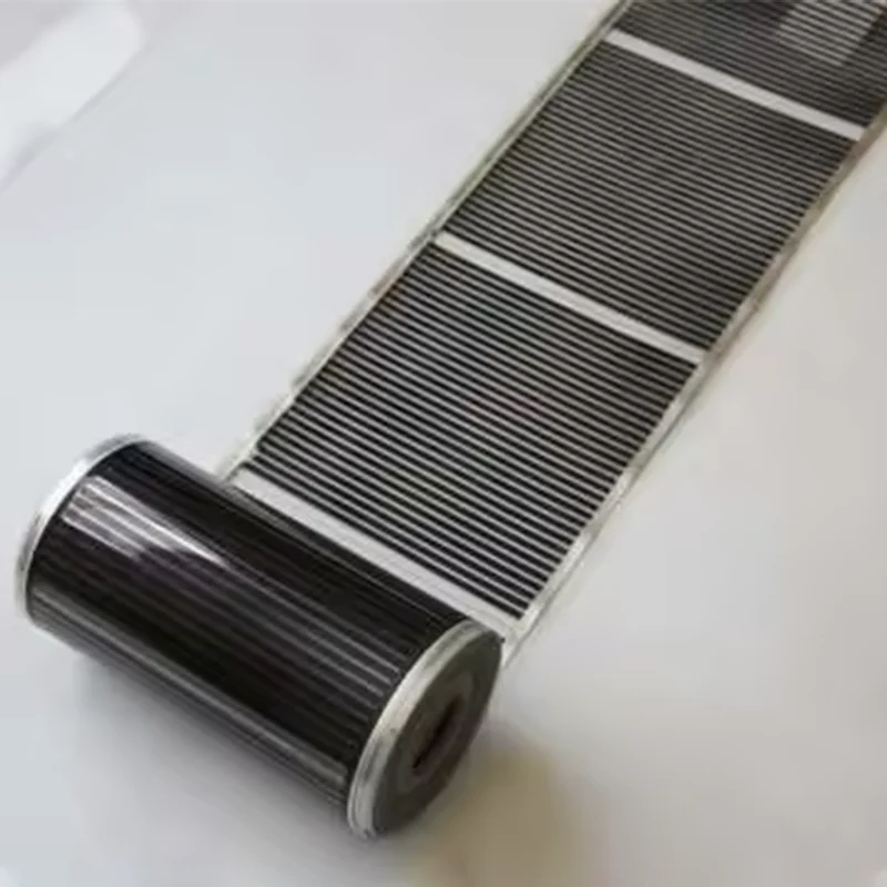 Graphene heating film under the electrical radiation floor with connector for hardwood floors