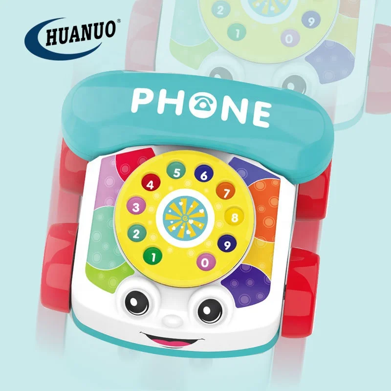 HUANUO Wholesale Early Education Walk-along Phone Toy pull along kids mobile phone popular baby toys