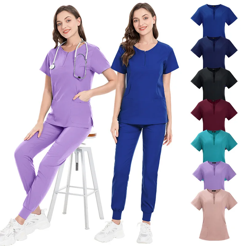 Elastic Quick-Drying Hospital Nurse Uniform Oral Dentist Surgical Gown with Split Design Convenient for Hand Wash Clothes Suit