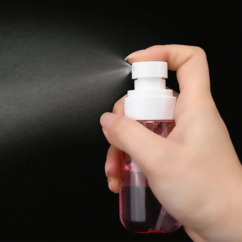 50ml 100ml PETG Empty Round Plastic Hair Spray Bottle For Skin Care Lotion Cream For 75% Achohol