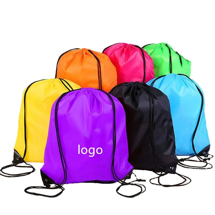 Portable Sports Storage Drawstring running bags 420D Polyester Backpack printed drawstring bags