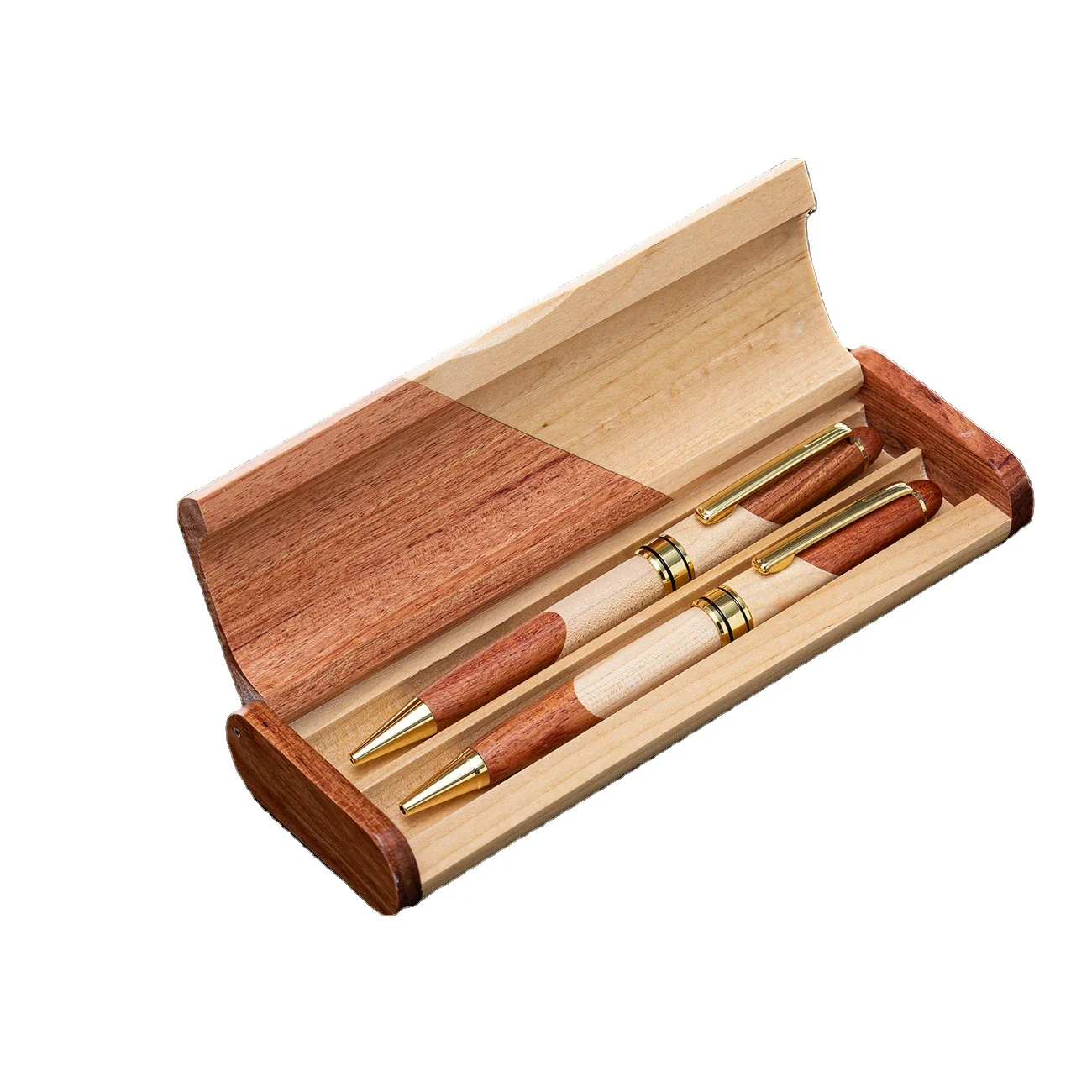 High Quality Eco Friendly Switch Gift Executive Customised Roller Ballpoint Blanks Luxury Wooden Box Wood Pen Set